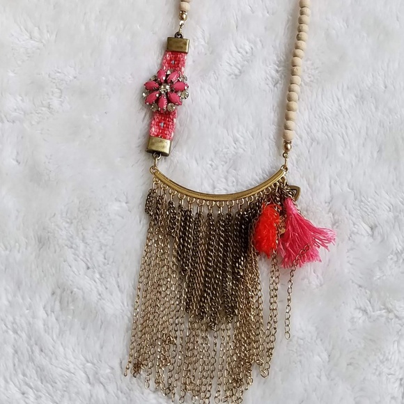 Express Wood Bead Gold Dangle Necklace, NWOT - Picture 8 of 8